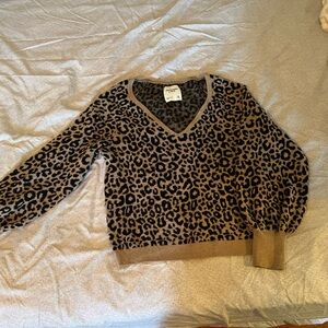 Abercrombie & Fitch Leopard Print V Neck Sweater